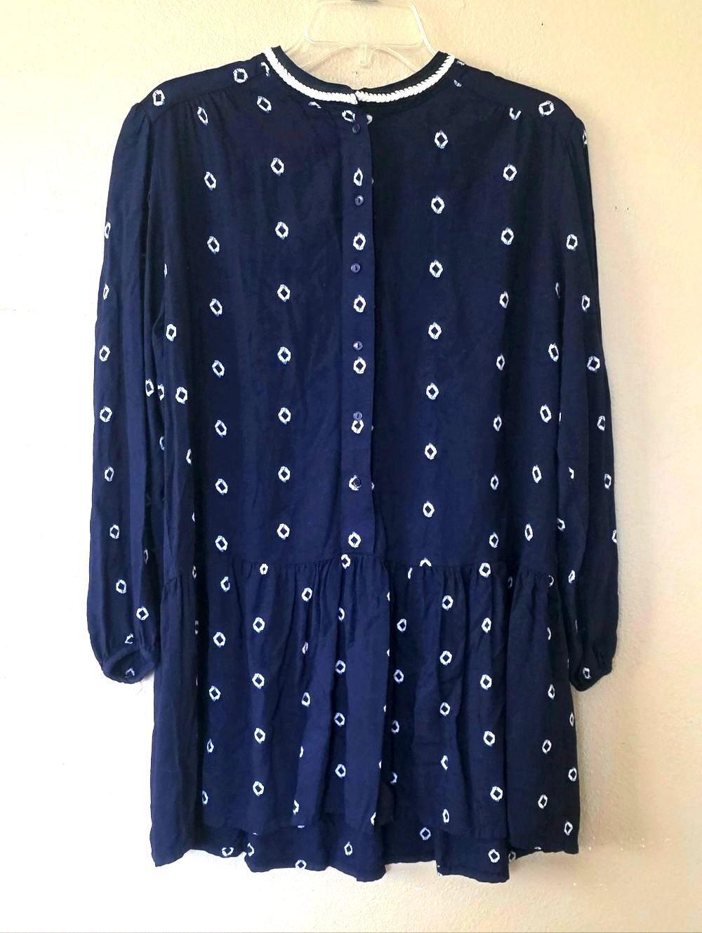 Solito Womens Blue Diamond Printed Mini Dress - Size Small